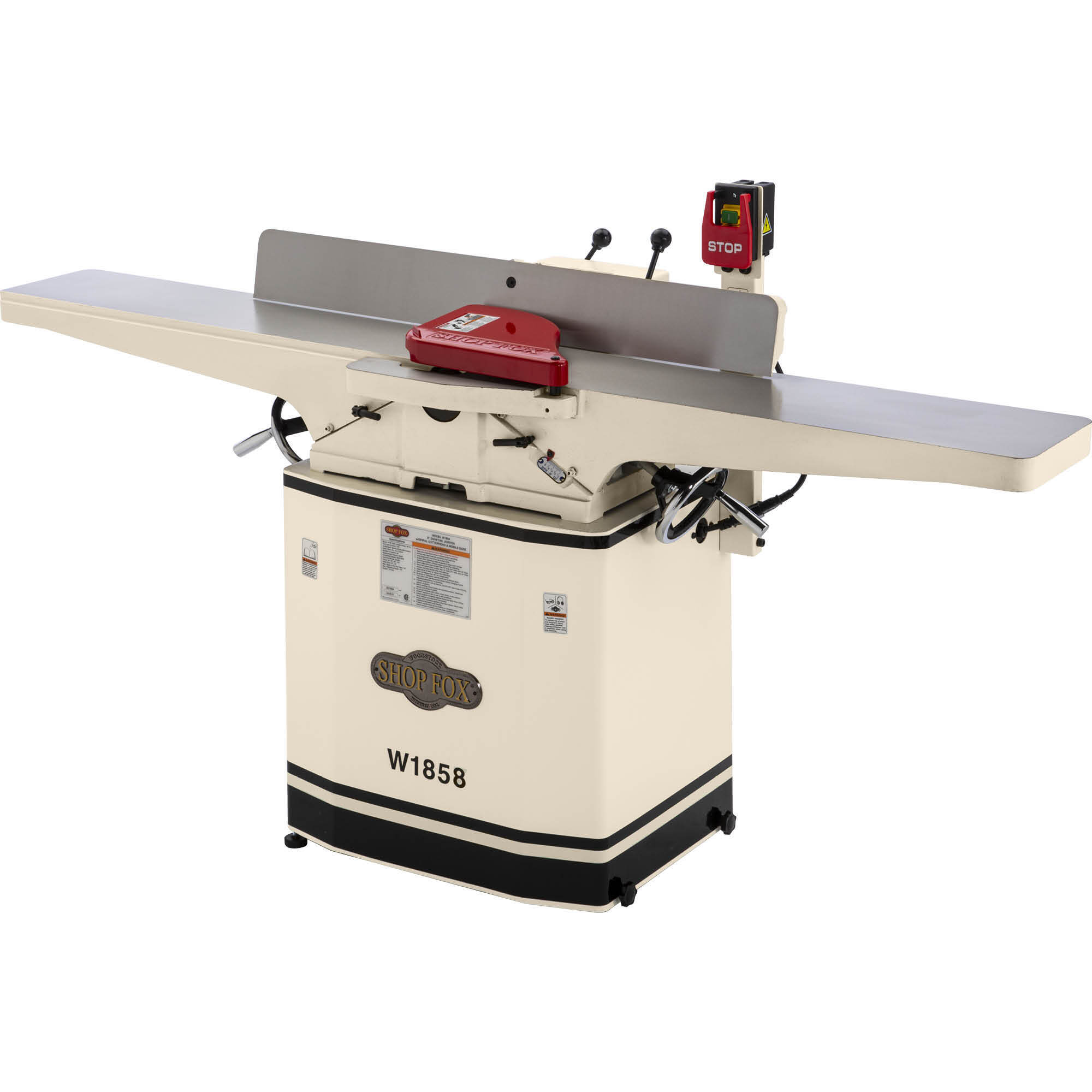 Shop Fox Mobile Helical Dovetail Jointer - 8in. x 72in., 3HP, 4-Row Cutterhead, Model# W1858